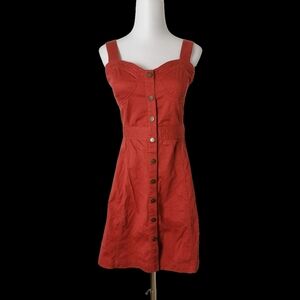 💗 firebrick color denim tank dress by urban revivo